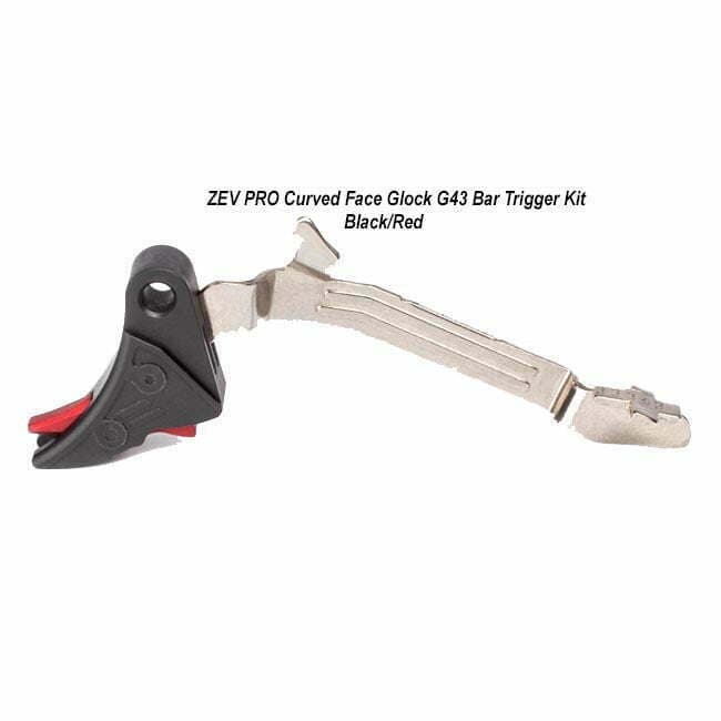 ZEV PRO Curved Face Glock G43 Bar Trigger Kit – (Blk/Red) - Thumbnail 1