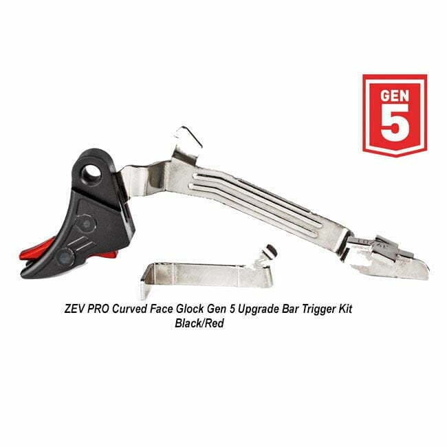 ZEV PRO Curved Face Glock Gen 5 Upgrade Bar Trigger Kit – (Blk/Red) - Thumbnail 1