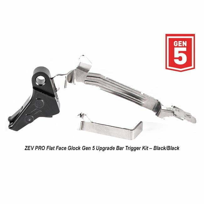 ZEV PRO Flat Face Glock Gen 5 Upgrade Bar Trigger Kit – (Blk/Blk) - Image 1