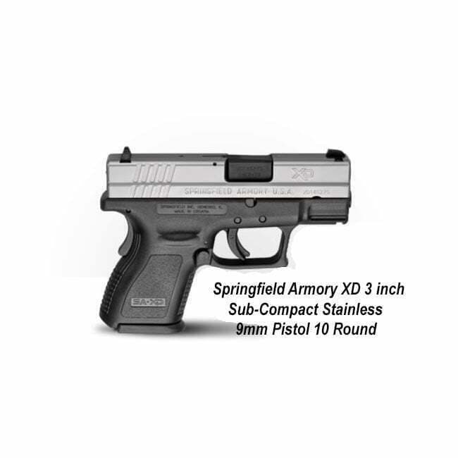 Springfield Armory XD 3" Sub-Compact Stainless 9mm Pistol (10 Round) - Image 1