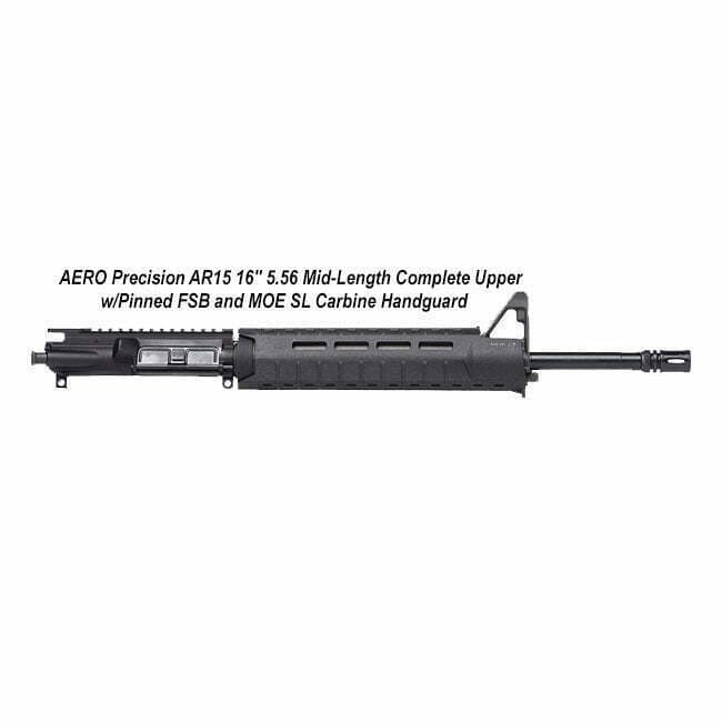 AERO Precision AR15 16" 5.56 Mid-Length Complete Upper w/Pinned FSB and MOE SL Carbine Handguard - Image 1