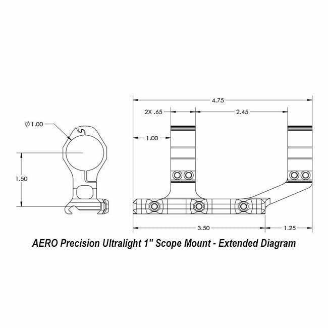 AERO Precision Ultralight 1" Scope Mount - Extended - Thumbnail 2