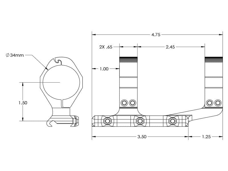 AERO Precision Ultralight 34mm Scope Mount - Extended - Thumbnail 2