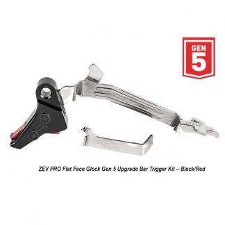 ZEV PRO Flat Face Glock Gen 5 Upgrade Bar Trigger Kit – (Blk/Red), FFT-PRO-BAR-5G-B-R, 811338032676, in Stock, For Sale