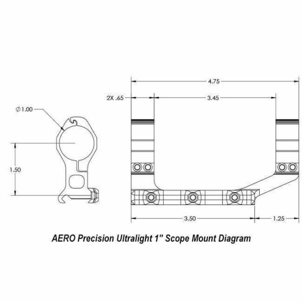 Aero Ultralight 1In Scope Mount Std Diagram 1