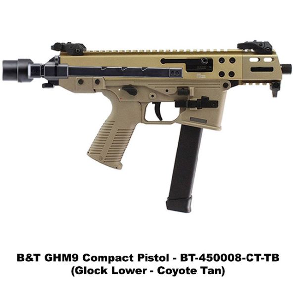 B&Amp;T Ghm9 Compact, Pistol, B&Amp;T Ghm9 Compact Pistol, Tele Brace, Glock Lower, Coyote Tan, Bt450008Gcttb, For Sale, In Stock, On Sale