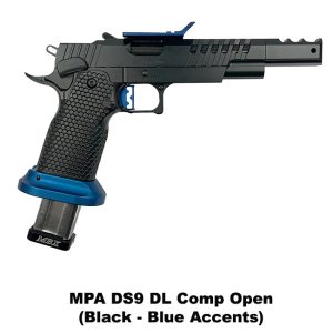 MPA DS9 Open, MPA DS9 DL Comp Open, MPAOPENGUN, Black with Blue Accents, For Sale, in Stock, on Sale