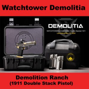 Watchtower Demolitia, Demolition Ranch 1911 - 2011, Watchtower Firearms Demolitia, Watchtower DEMOLITIA-9MM-5-GOLD, Watchtower 810085127291, in Stock, Sale