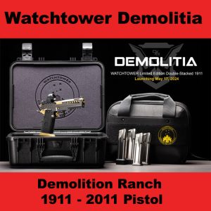 Watchtower Demolitia, Demolition Ranch 1911 - 2011, Watchtower Firearms Demolitia, Watchtower DEMOLITIA-9MM-5-GOLD, Watchtower 810085127291, in Stock, Sale