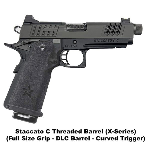 Staccato C Threaded Barrel (Xseries), Staccato C Threaded Barrel With Xseries Serrations, Full Size Grip, Curved Trigger, Staccato 15150100030401, Staccato 816781019045, For Sale, In Stock, On Sale