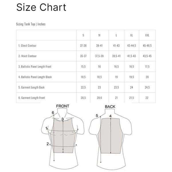 Mc Armor Size Chart Product Page